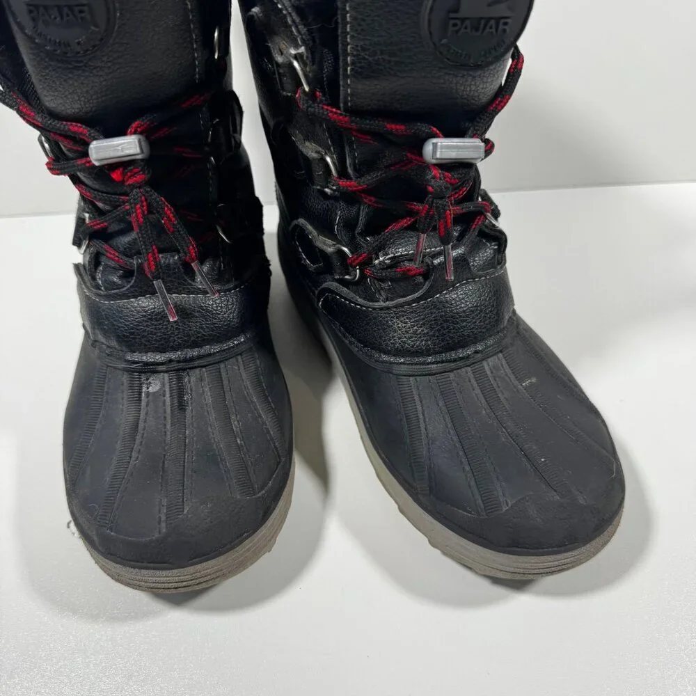 Pajar Waterproof Winter Snow Boots Black Faux Fur Lace-Up Boys Girls 3Y Outdoor